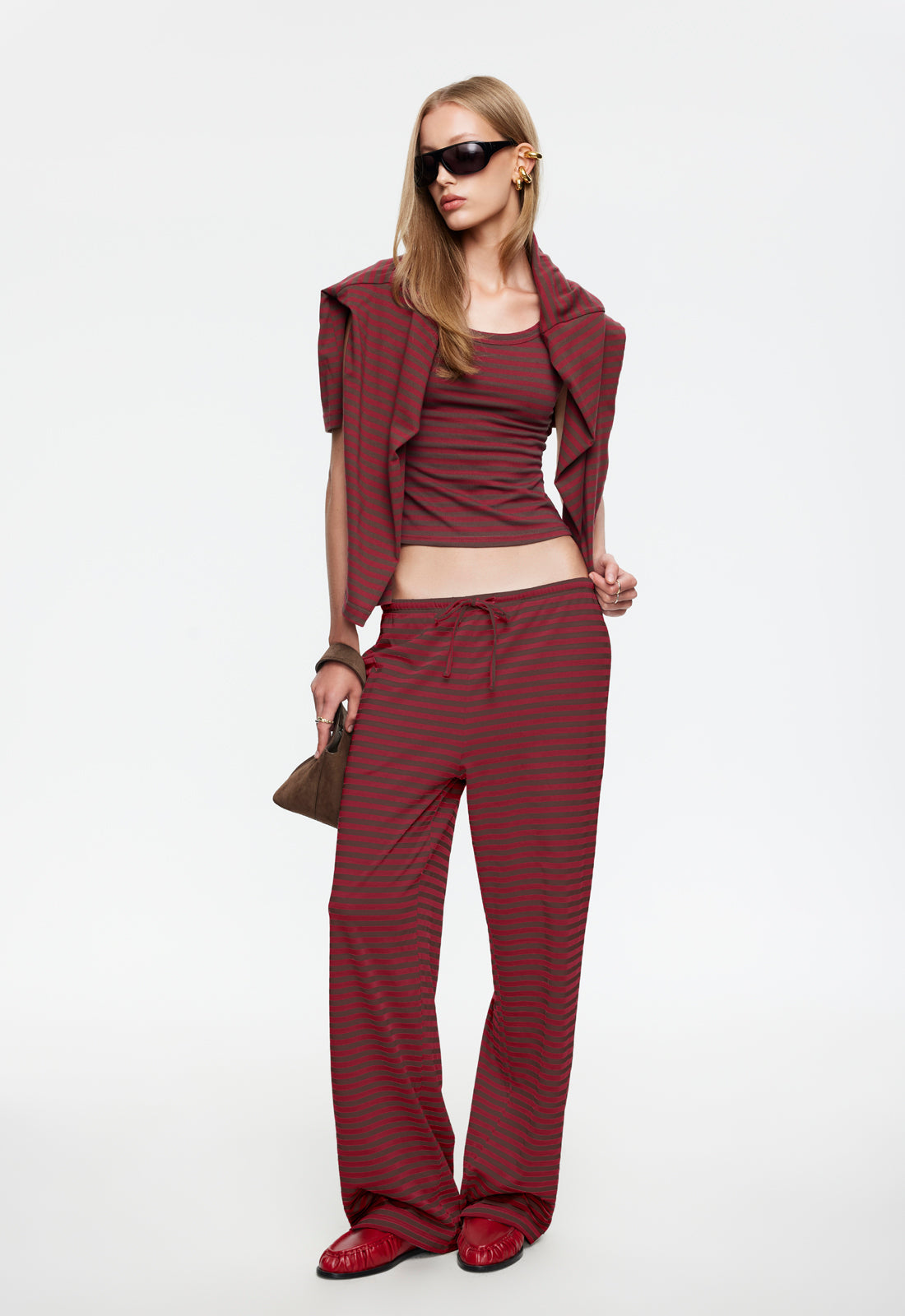 BLOOM PANT - CHOCOLATE WINE STRIPE - Image 2
